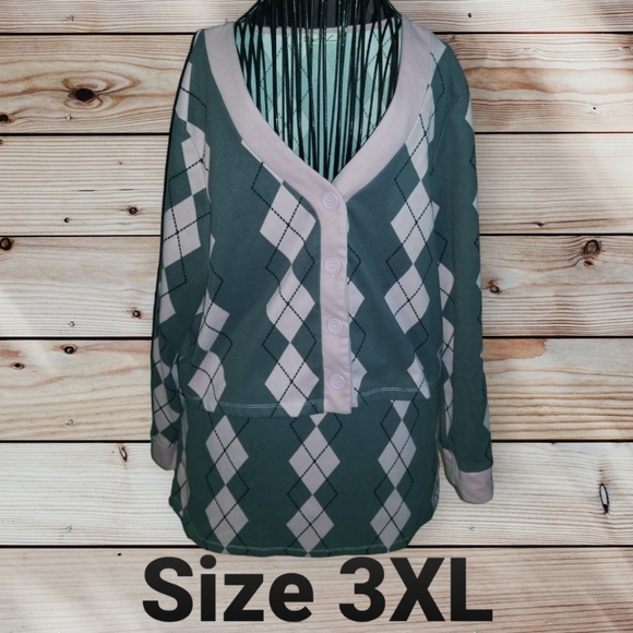 Argyle Patterned Pink and Gray Women's Set - Picture 1 of 1